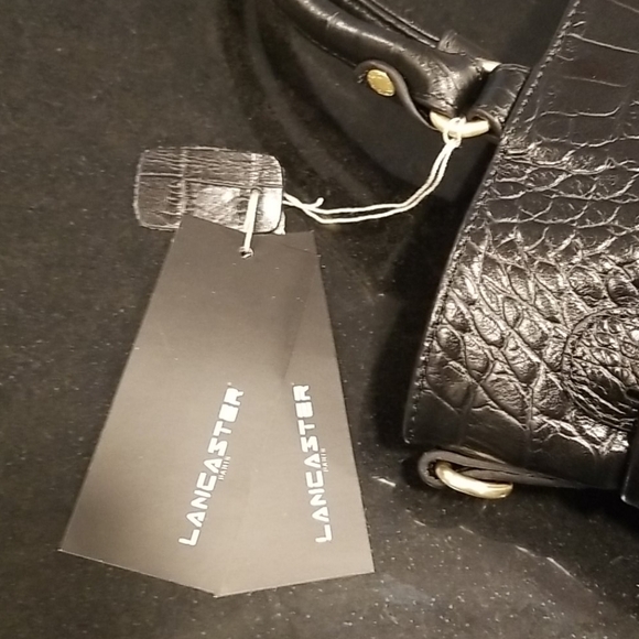 💕LANCASTER PARIS💕 Exotic Croco Embossed Crocodile Texture 100% Leather Bag NWT - Picture 13 of 14